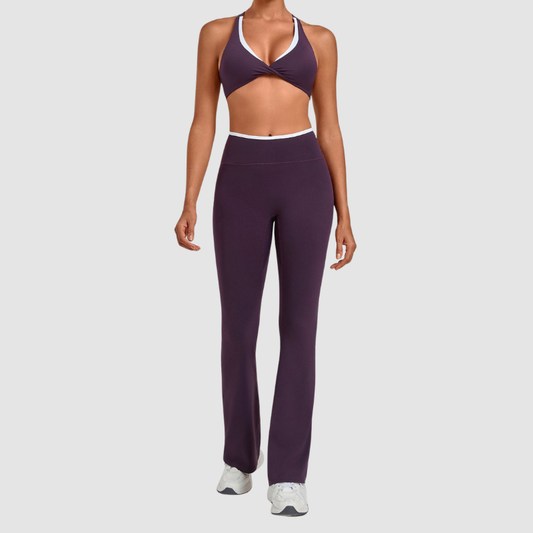 Wholesale Colorblock Yoga Set Sports Bra & Flare Pants – Naked Feel Activewear