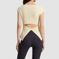 Wholesale Women's V-Neck Open-Back Short Sleeve Yoga T-Shirt – Pilates Bare-Feel Fitness Top