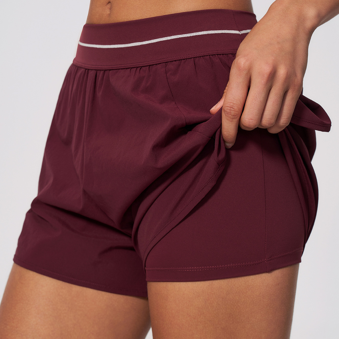 Wholesale Women's Brushed Sports Shorts – Fake Two-Piece Anti-Exposure Yoga Shorts