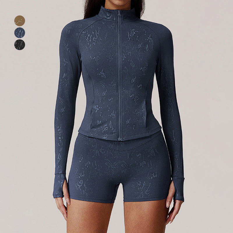 Wholesale women's slim-fit jacket + athletic shorts