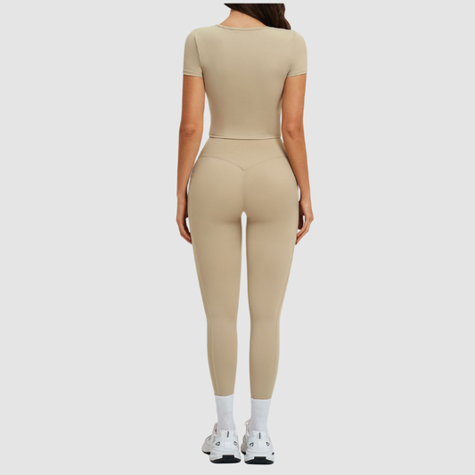 Wholesale solid color T-shirt + high-waisted | Wonderxfans bulk activewear