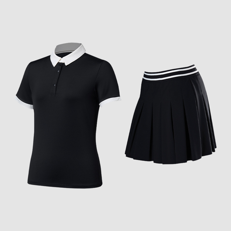 Wholesale Women's POLO Short Sleeve Pleated Skirt Set – 2-Piece Golf Tennis Athletic Outfit