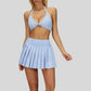 Removable breast sports bra+Anti-exposure design pleated skirt 2-piece set