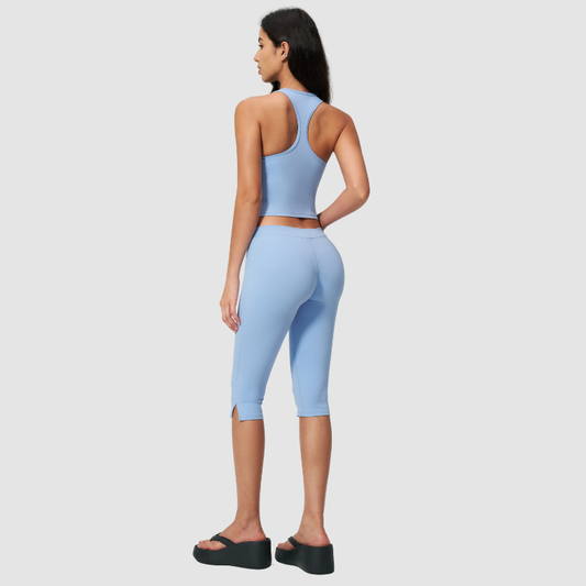 Wholesale Women's I-shape back Vest + Mid-Length Shorts Set - Butt-Lifting Yoga Gym Activewear