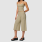 Wholesale Women's Brushed Spaghetti-Strap Tank Top & Wide-Leg Cropped Pants Set – Seam-Detail 2-Piece Yoga Set