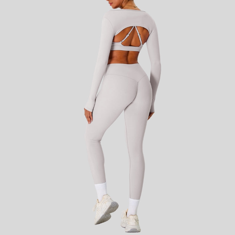 Naked Feel Sports Bra+long sleeve jacket+Legging 3-Piece Set