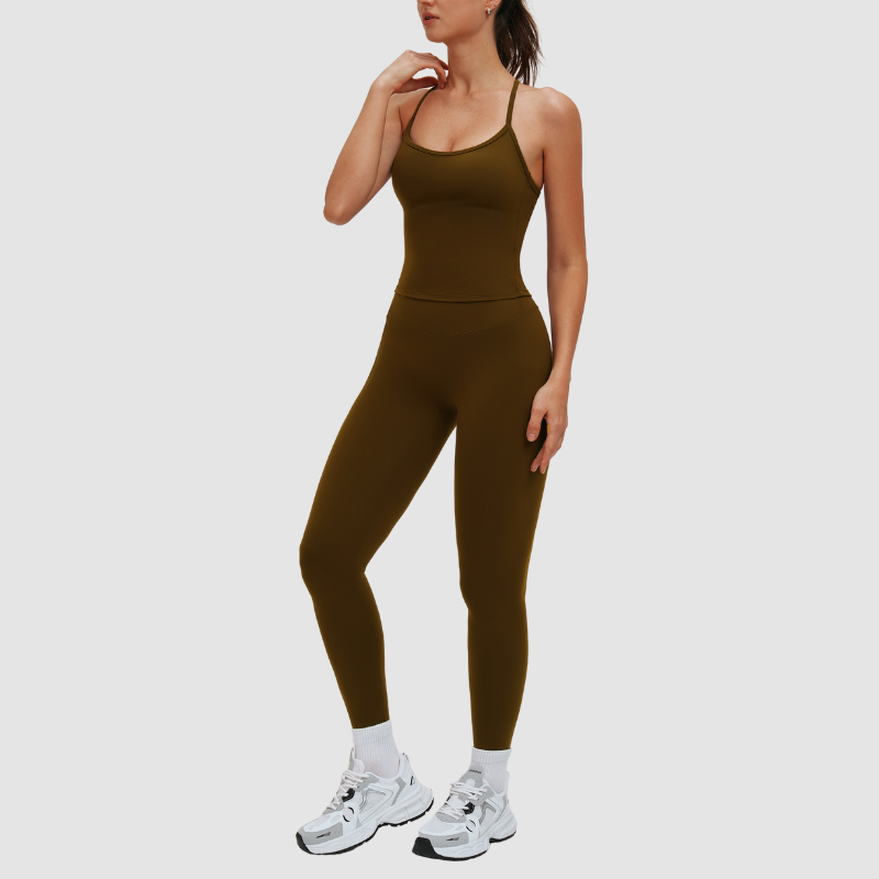 Wholesale yoga tank top with bra pads + leggings