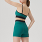 Wholesale color blocked backless vest+high waisted shorts 2-piece Set