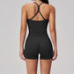 Wholesale Women's Seamless Yoga Set – Open-Back Vest and High-Waist Shorts