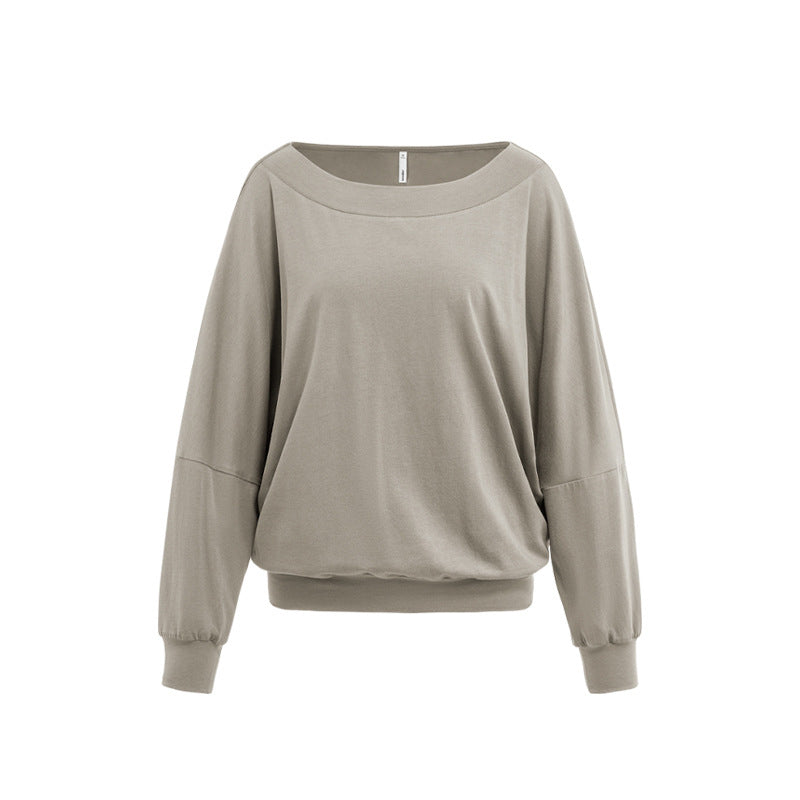 Slanted shoulder top with long sleeve T-shirt