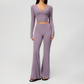 Wholesale Women's Cream-Feel Fleece Long Sleeve Top & High waisted flared Pants Set