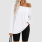 Wholesale Women's Contrast Off-Shoulder Long Sleeve Top