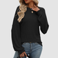 Wholesale Women's Ribbed Long Sleeve T-Shirt – Loose Ruffle-Sleeve Top