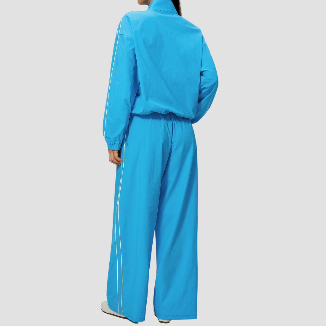Wholesale Women's Stand-Collar Zip Jacket and Wide-Leg Long Pants Set