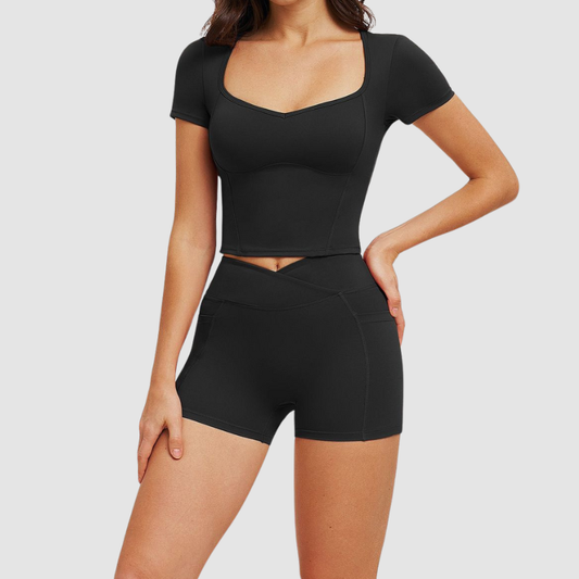 Wholesale Short-Sleeved T-shirt + High-Waisted Shorts | Wonderxfans bulk activewear