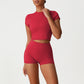 Snug-Fit Cropped T-Shirt + High-Waisted Butt-Lifting Shorts 2-Piece Set