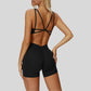 Sports bra with removable bra pads+High-waisted V-neck shorts at the back 2-piece set