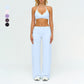 V-neck backless sports bra + high-waisted loose wide-leg pants 2-piece set