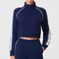 Wholesale Women's Activewear Color-Block Stand-Collar Zip Pocket Cropped Sports Jacket