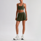 Wholesale Naked-Feel Sports Bra & Pleated Tennis Skirt Set – Quick-Dry Athletic 2-Piece with Built-In Shorts