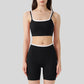 Fake two-piece contrasting color sports bra + shorts