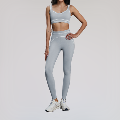 Wholesale contrast color sports bra + elastic leggings