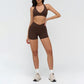 Halterneck backless bra + side pocket design shorts 2-piece set