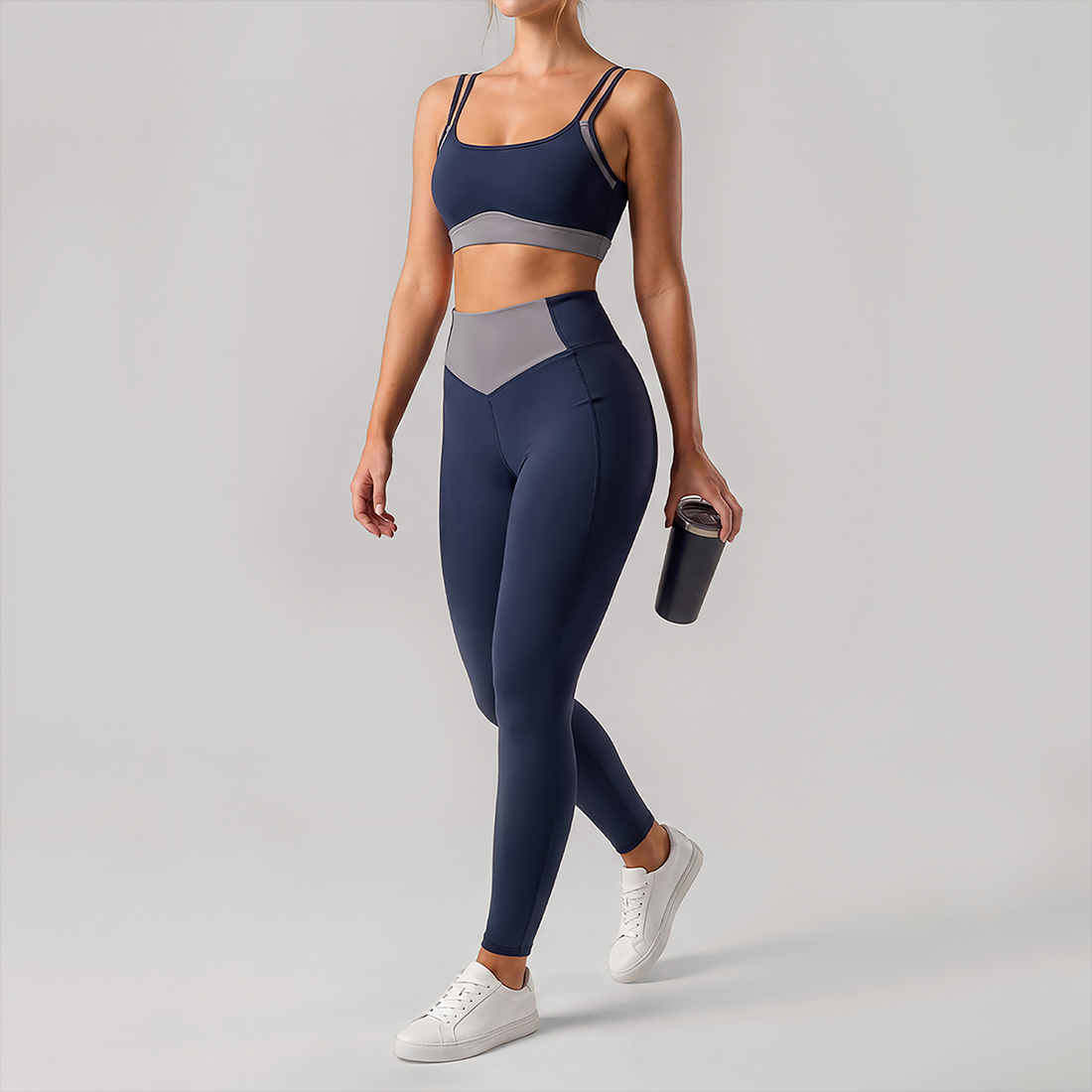 Wholesale Contrast Trim Yoga Set – Bra & Leggings Fitness Set