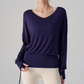 Wholesale V-Neck Batwing Sleeve Yoga Cover-up – Loose Drawstring T-Shirt