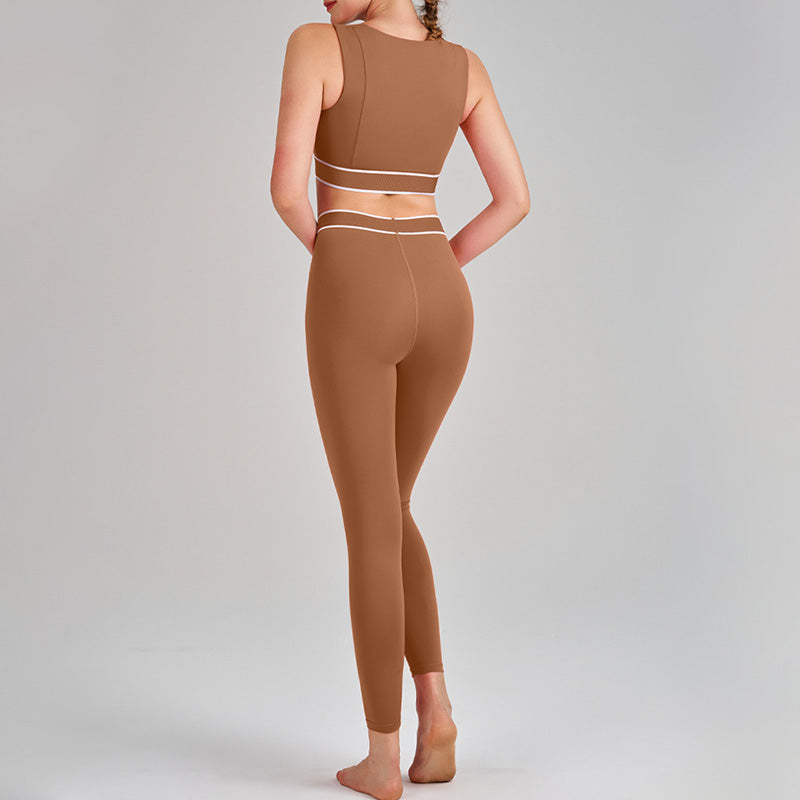 Color-Blocked Sports Bra + High-Waisted Leggings 2-Piece Set