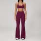 Wholesale Seam-Detail Sports Bra & High-Waist Flare Leggings Set – Brushed Yoga 2-Piece
