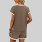 Wholesale Color-Block Drop-Shoulder T-Shirt & Shorts Set – 2-Piece Casual Sports Matching Set