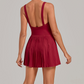 Wholesale Women's Fake Two-Piece Tennis Dress – Anti-Exposure Pleated Yoga Skirt w/ Built-in Shorts