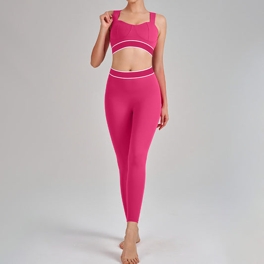 Color-Blocked Sports Bra + High-Waisted Leggings 2-Piece Set