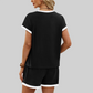 Wholesale Color-Block Drop-Shoulder T-Shirt & Shorts Set – 2-Piece Casual Sports Matching Set