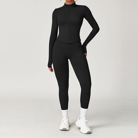 Long Sleeve Fitness jacket + High waist legging 2-piece set
