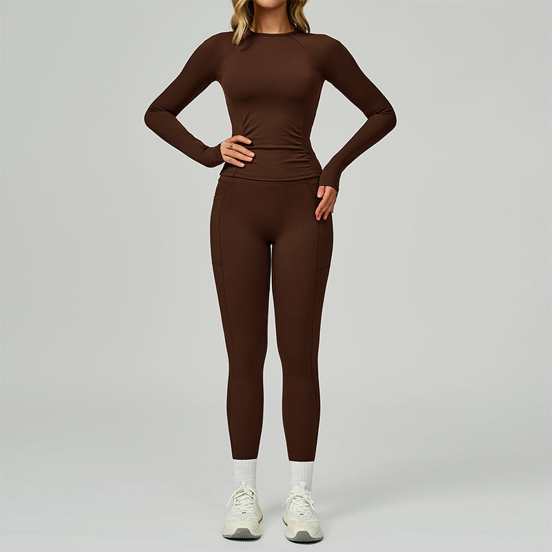 Long sleeve Sports top + High-waisted leggings 2-Piece Set