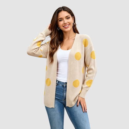 Wholesale Women’s Polka Dot Button-Front Knit Cardigan