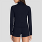 Wholesale Naked-Feel Stand-Collar Zip Jacket & Tennis Shorts Set – 2-Piece Athletic Matching Set