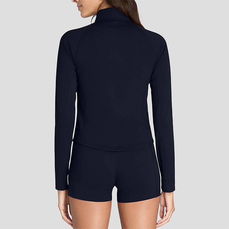 Wholesale Naked-Feel Stand-Collar Zip Jacket & Tennis Shorts Set – 2-Piece Athletic Matching Set