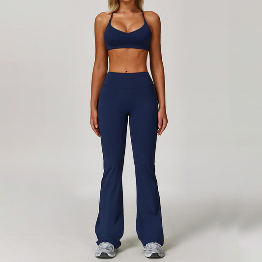 Brushed yoga bra + Flared Leg pants 2-piece set