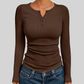 Wholesale Women's Button V-Neck Long Sleeve Ribbed Knit Top