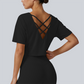 Wholesale Women's Open-Back Short Sleeve T-Shirt - Pilates Bare-Feel Fitness Top