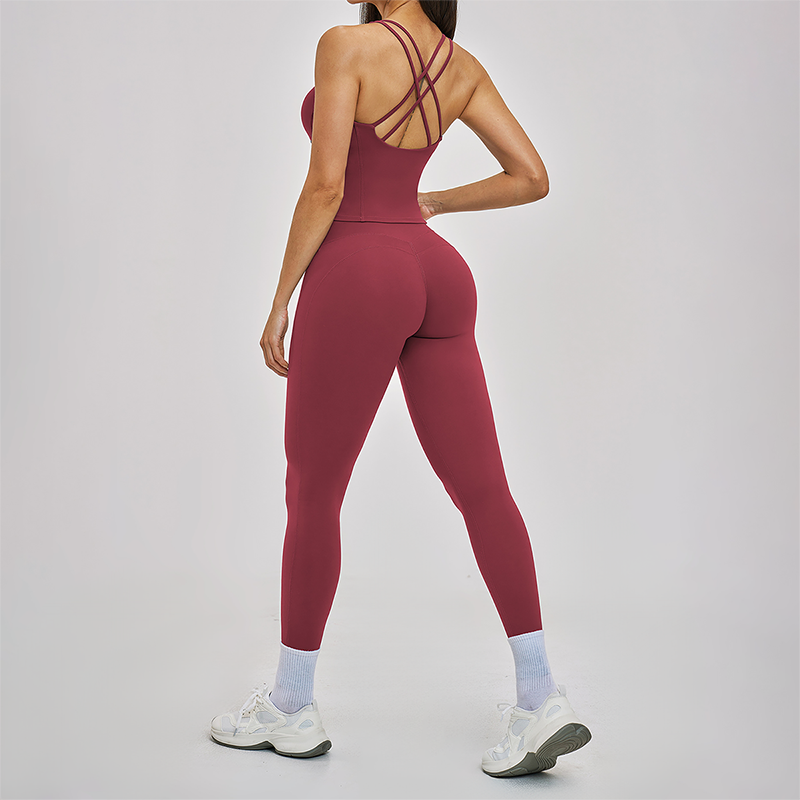 Wholesale Cross Back Tank Top+High Waist Legging 2-piece Set