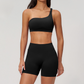 Wholesale Seamless One-Shoulder Sports Bra & High-Waist Biker Shorts Set – Quick-Dry Yoga 2-Piece