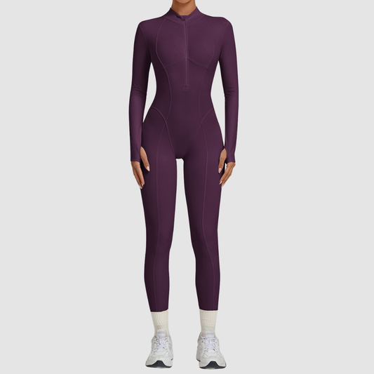 Wholesale Women's Zip-Front Long-Sleeve Yoga Jumpsuit