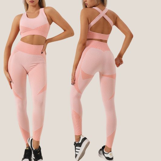 Yoga pants + seamless zip sports bra two-piece set