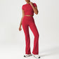 Snug-Fit Cropped T-Shirt + Butt-Lifting Flared Pants 2-Piece Set
