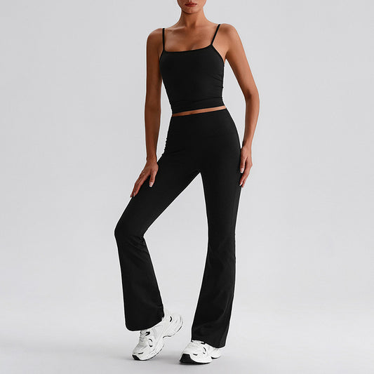 Thin straps tank top + Flared Leg pants 2-piece set
