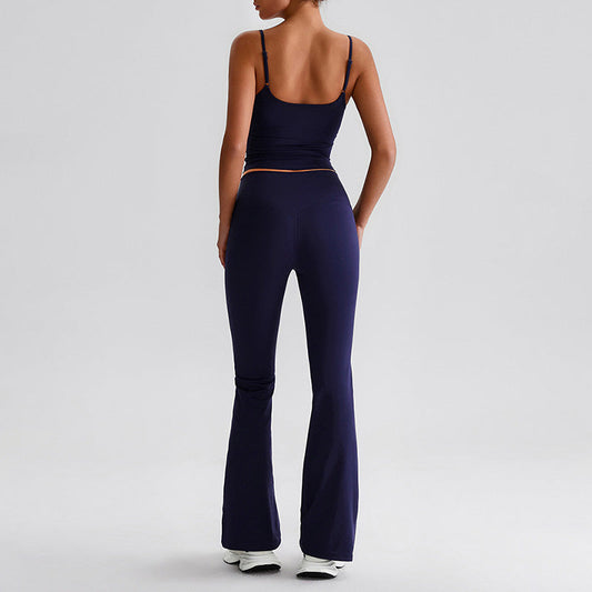 Thin straps tank top + Flared Leg pants 2-piece set